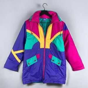 Vintage Jacket Ski Size 12 Womens Coat Zip Neon Pink Winter Skiwear Snow Board